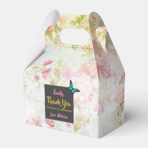 Bridesmaid Thanks w/ Butterfly on Vintage Collage Favour Box