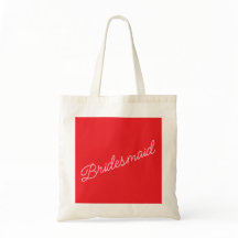 Bridesmaid Tote Bag Gift Red Pink Bridal Party 