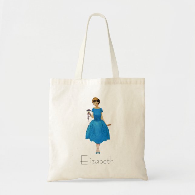 Bridesmaid Tote Bags, pretty posy blue Bag (Front)