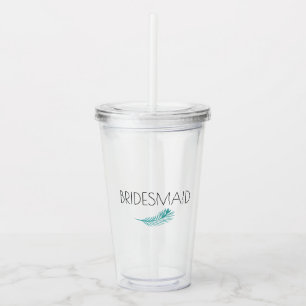 Bridesmaid Tropical Palm Leaves Bachlorette Acrylic Tumbler