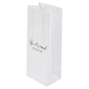 Bridesmaid Typography Script Name Template Best Wine Gift Bag