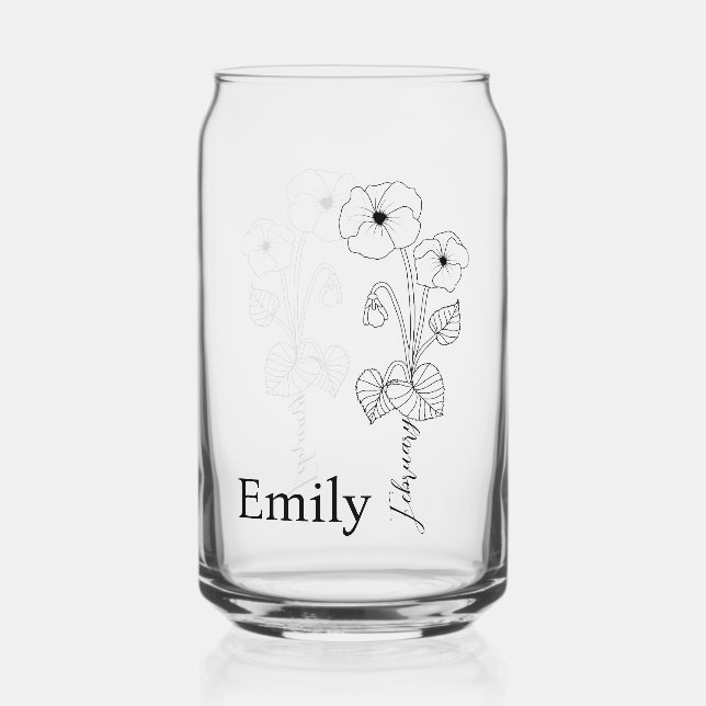 Bridesmaid Violet February Birth Month Flower Can Glass (Front)