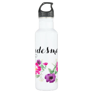 Bridesmaid Watercolor Flowers Water 710 Ml Water Bottle