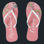 Bridesmaid watercolor personalised beach wedding flip flops<br><div class="desc">Bridesmaid watercolor personalised beach wedding with the bridesmaid name and title.</div>