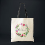 Bridesmaid. Watercolor tropical floral wedding Tote Bag<br><div class="desc">Watercolor pink tropical floral wedding tote bag "Bridesmaid". Please contact me if you need additional items.</div>