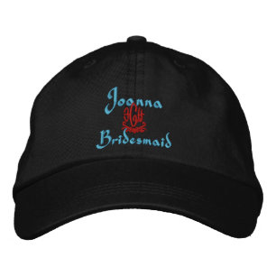 Bridesmaid Wedding Black Embroidered Hat
