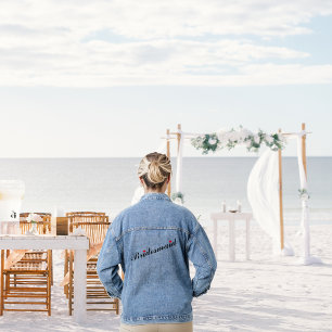 Bridesmaid Wedding Bridal Bachelorette Party Heart Denim Jacket