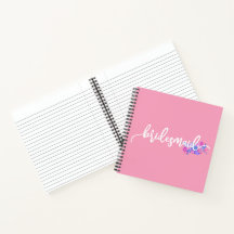 Bridesmaid Wedding Calligraphy Guestbook Notebook