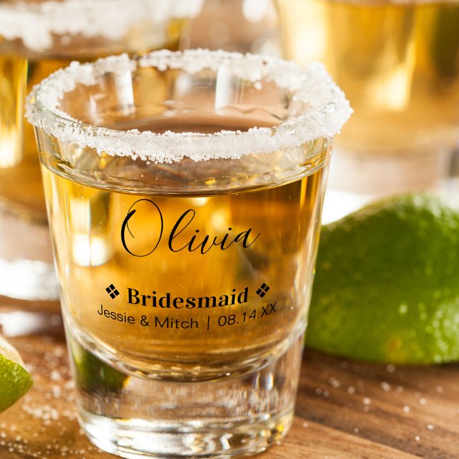 Bridesmaid Wedding Date & Names Personalised Shot Glass (Creator Uploaded)