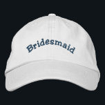 Bridesmaid Wedding  Embroidered Hat<br><div class="desc">Bridesmaid cute embroidered baseball cap.  Perfect for all of your wedding functions and events.  Click on Customise to change font colour.  I have hats available in my store for every member of your wedding party.  Visit Smilin' Eyes Treasures for more bridal and wedding invitations,  cards,  and gifts.</div>