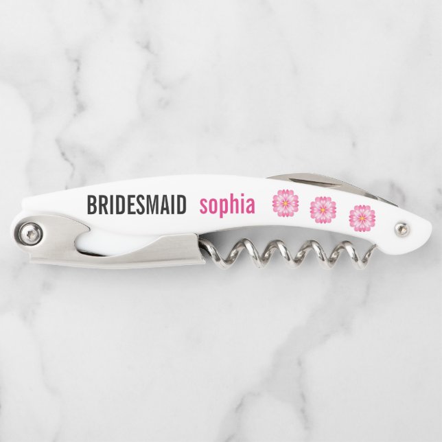 Bridesmaid Wedding Favour Corkscrew (Front)