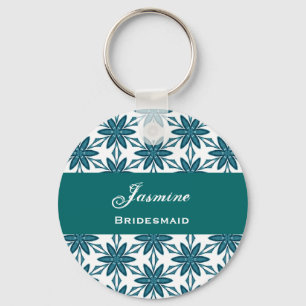 Bridesmaid Wedding Favour Green Star Flowers V025 Key Ring