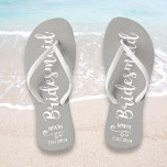 Bridesmaid Wedding Favour Name or Monogram Grey Flip Flops<br><div class="desc">Surprise your bridesmaids with this stylish custom name or monogram thank you/wedding favour gift. **The Background colour can be changed to match your wedding colours** Just click on customise it and then the small eye dropper. Add your Bridesmaid's name or monogram to make this a special gift just for her....</div>