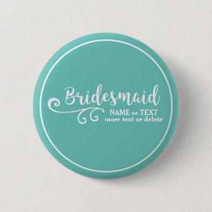 Bridesmaid Wedding Favour Name or Monogram Script 6 Cm Round Badge