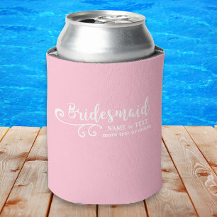 Bridesmaid Wedding Favour Name or Monogram Script Can Cooler