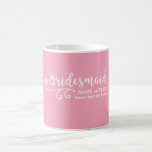 Bridesmaid Wedding Favour Name or Monogram Script Coffee Mug<br><div class="desc">Surprise your bridesmaids with this stylish custom name or monogram thank you/wedding favour gift. **The Background colour can be changed to match your wedding colours** Just click on customise it and then the small eye dropper. Add your Bridesmaid's name or monogram to make this a special gift just for her....</div>