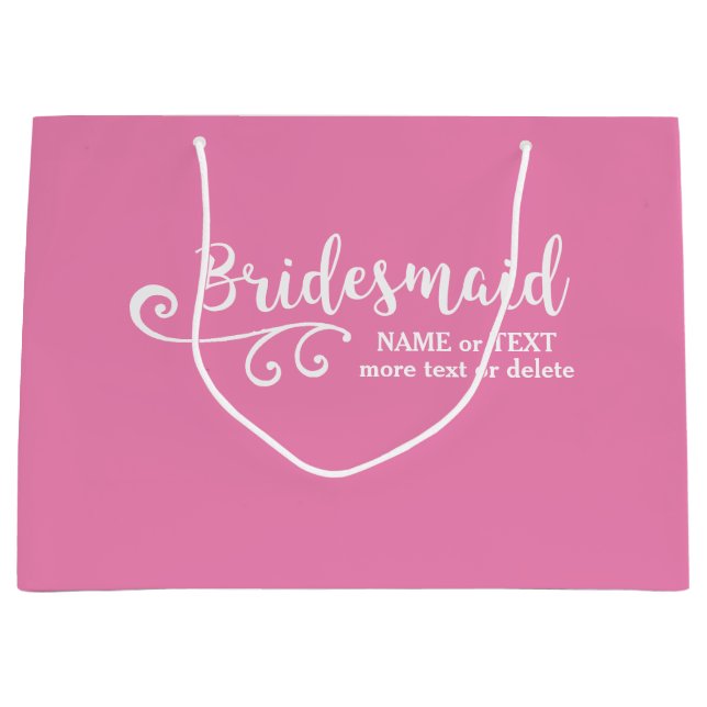 Bridesmaid Wedding Favour Name or Monogram Script Large Gift Bag (Front)