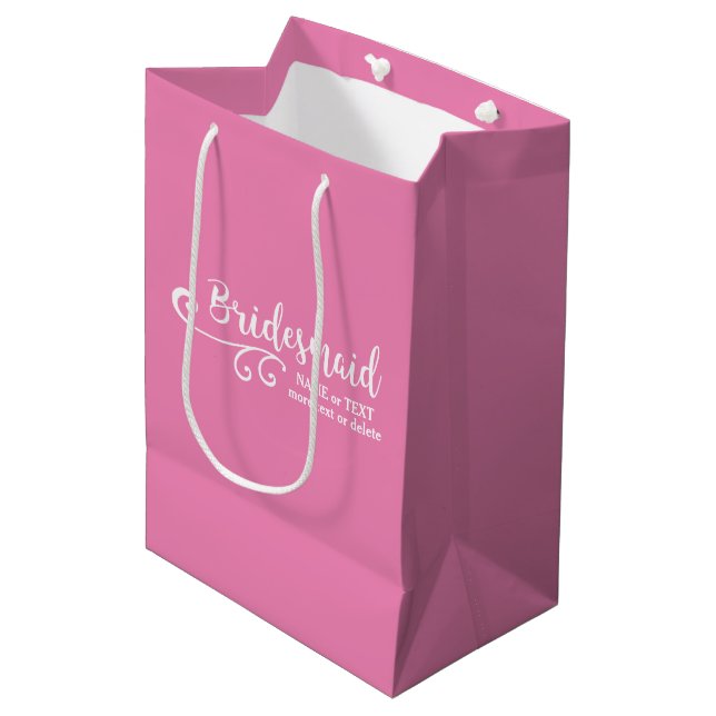 Bridesmaid Wedding Favour Name or Monogram Script Medium Gift Bag (Front Angled)