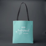 Bridesmaid Wedding Favour Name or Monogram Script Tote Bag<br><div class="desc">Surprise your bridesmaids with this stylish custom name or monogram thank you/wedding favour gift. **The Background colour can be changed to match your wedding colours** Just click on customise it and then the small eye dropper. Add your Bridesmaid's name or monogram to make this a special gift just for her....</div>