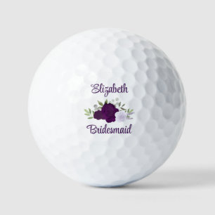 Bridesmaid Wedding Favour Purple Boho Roses Golf Balls