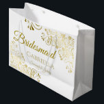 Bridesmaid Wedding Gift Bag - Large<br><div class="desc">This beautiful gift bag is designed as a wedding gift or favour bag for Bridesmaids. Designed to coordinate with our Gold Foil Elegant Wedding Suite, it features a gold faux foil flourish border with the text "Bridesmaid" as well as a place to enter her name, the couple's name, and the...</div>