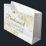Bridesmaid Wedding Gift Bag - Large<br><div class="desc">This beautiful gift bag is designed as a wedding gift or favour bag for Bridesmaids. Designed to coordinate with our Gold Foil Elegant Wedding Suite, it features a gold faux foil flourish border with the text "Bridesmaid" as well as a place to enter her name, the couple's name, and the...</div>