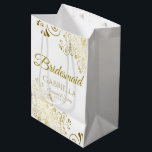Bridesmaid Wedding Gift Bag - Medium<br><div class="desc">This beautiful gift bag is designed as a wedding gift or favor bag for Bridesmaids. Designed to coordinate with our Gold Foil Elegant Wedding Suite, it features a gold faux foil flourish border with the text "Bridesmaid" as well as a place to enter her name, the couple's name, and the...</div>