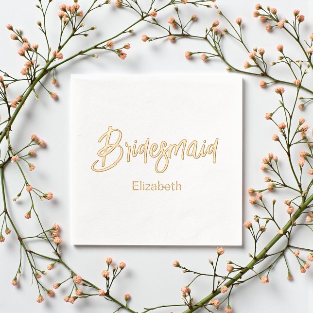 Bridesmaid Wedding Gold White  Foil Napkins (Creator Uploaded)
