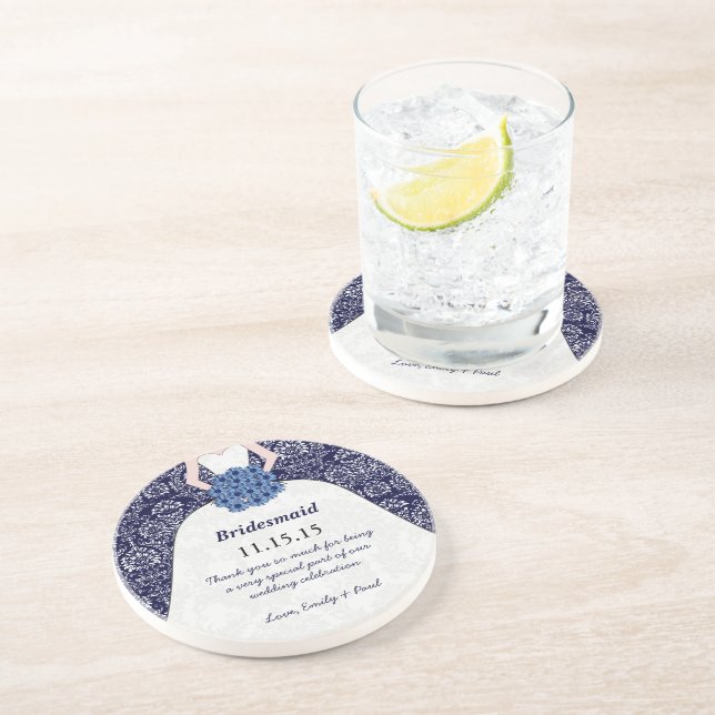 Bridesmaid Wedding Gown Coasters (Side)