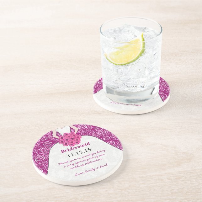 Bridesmaid Wedding Gown Coasters (Side)