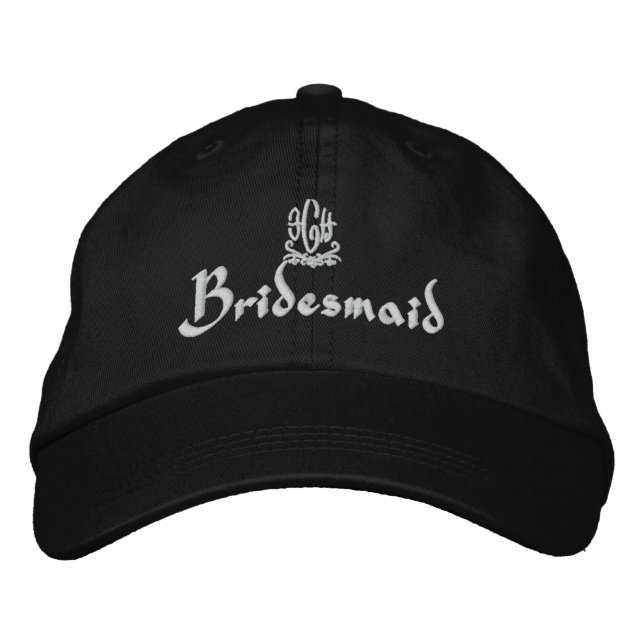 Bridesmaid Wedding I Black Embroidered Hat (Front)