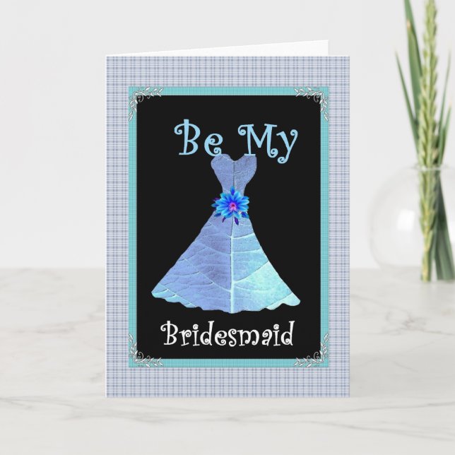 Bridesmaid Wedding Invite - Blue Gown (Front)