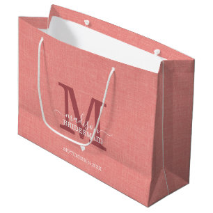 Bridesmaid Wedding Monogram Modern Large Gift Bag