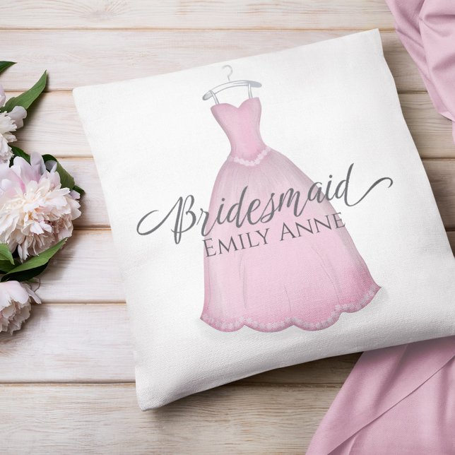 Bridesmaid Wedding Personalised Vintage Pink Dress Cushion (Creator Uploaded)