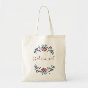 Bridesmaid Wedding Purple Peony Watercolor Tote Bag
