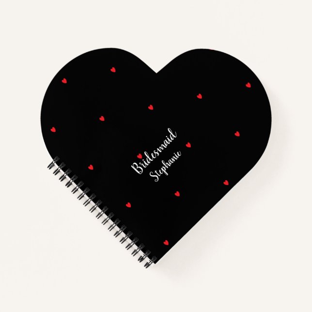 Bridesmaid Wedding Red Heart Patterns Cool Gift Notebook (Front)