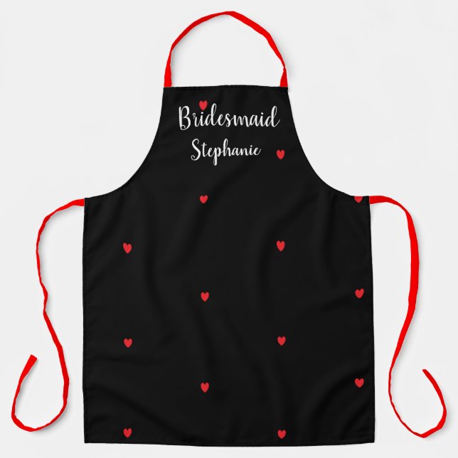 Bridesmaid Wedding Red Heart Patterns Custom 2023 Apron (Front)