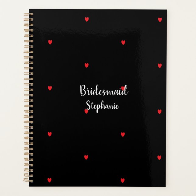 Bridesmaid Wedding Red Heart Patterns Gift Favour Planner (Front)