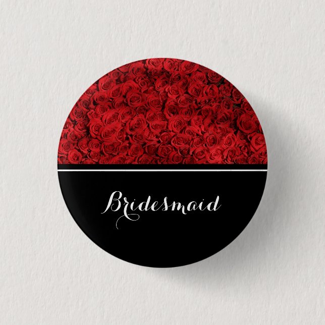 Bridesmaid Wedding Red Roses 3 Cm Round Badge (Front)
