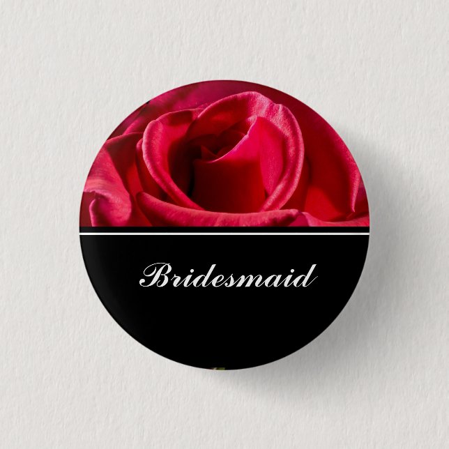 Bridesmaid Wedding Red Roses 3 Cm Round Badge (Front)