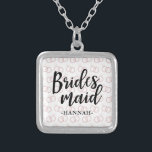 Bridesmaid Wedding Ring Pattern and Name Necklace<br><div class="desc">Bridesmaid Wedding Ring Pattern and Name Necklace.</div>