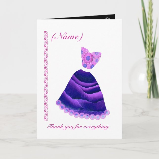BRIDESMAID Wedding Thank You - PURPLE Gown (Front)