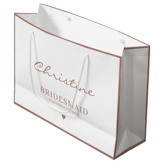 Bridesmaid Wedding Thank You with Name Large Gift Bag (Front Angled)