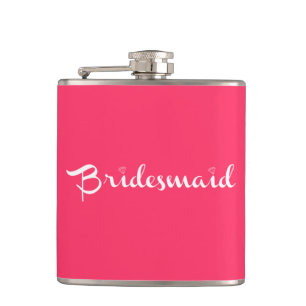 Bridesmaid White On Hot Pink Hip Flask