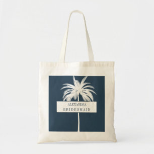 Bridesmaid  White Palm Tree Elegant Modern Chic   Tote Bag