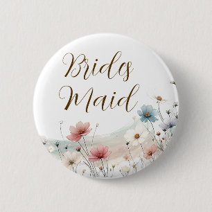 Bridesmaid   Wildflower Bridal Shower 6 Cm Round Badge