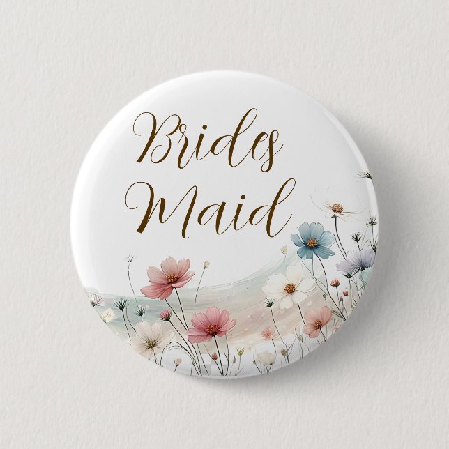 Bridesmaid | Wildflower Bridal Shower 6 Cm Round Badge (Front)