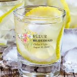 Bridesmaid Wildflower Meadow Wedding Custom Shot Glass<br><div class="desc">Personalised shot glass for you to customise with your Bridesmaid's name, the bride and groom's names and the wedding date. This pretty watercolor wildflower design has dainty meadow wild flowers in pink and yellow. Perfect for spring and summer themes from country floral garden to organic boho. If you would like...</div>