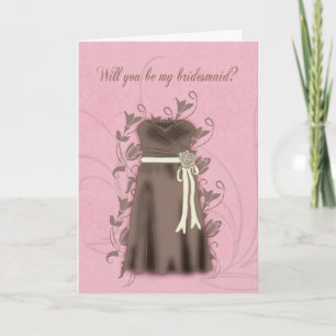 Bridesmaid, Will You Be My Bridesmaid, Pink And Br Invitation