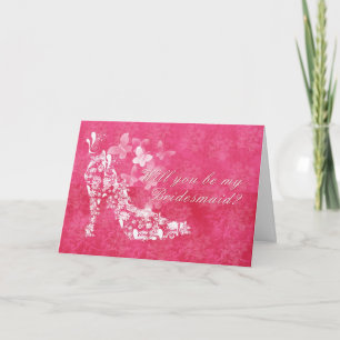 Bridesmaid, will you be my Bridesmaid pink and whi Invitation